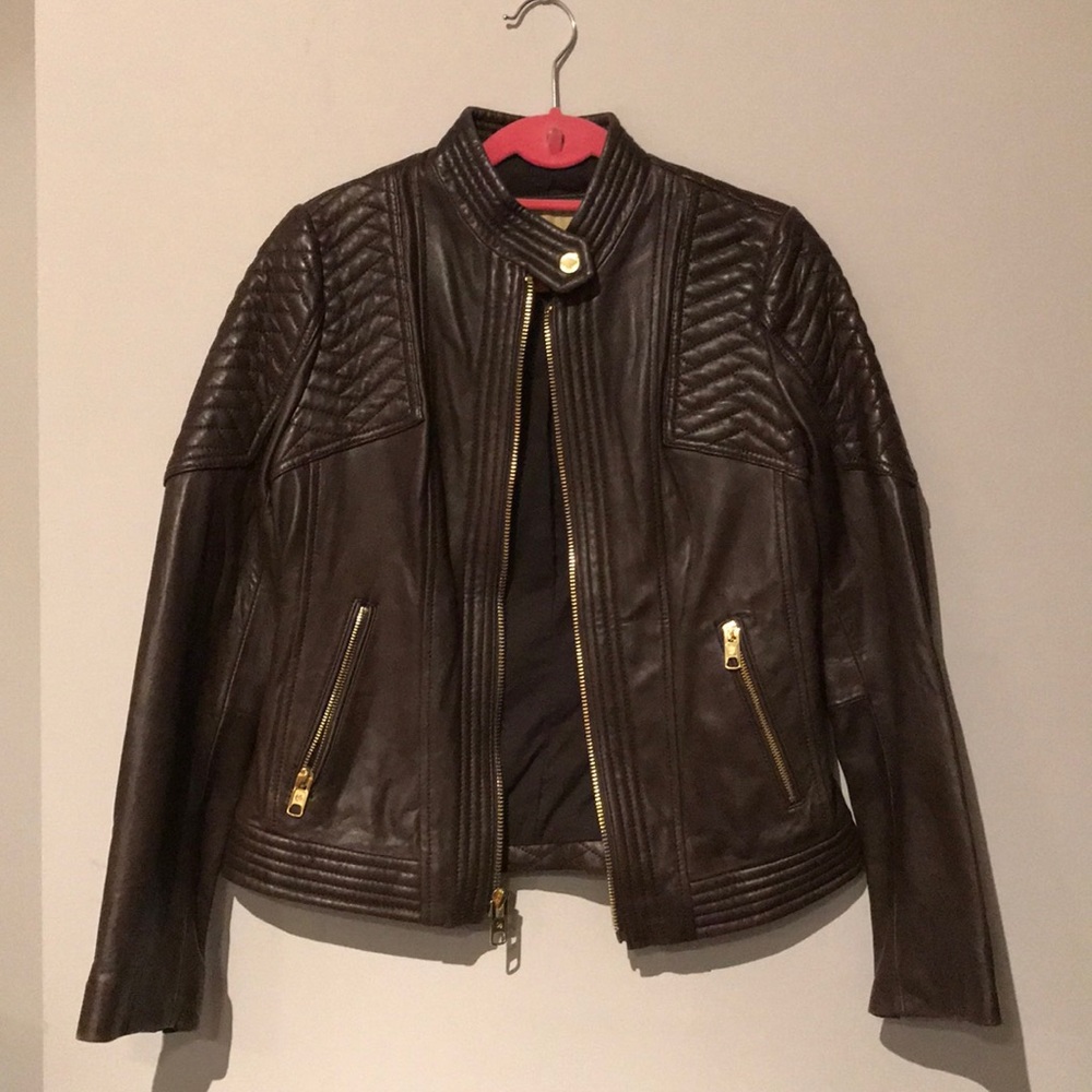 Brown leather Michael Kors Jacket
